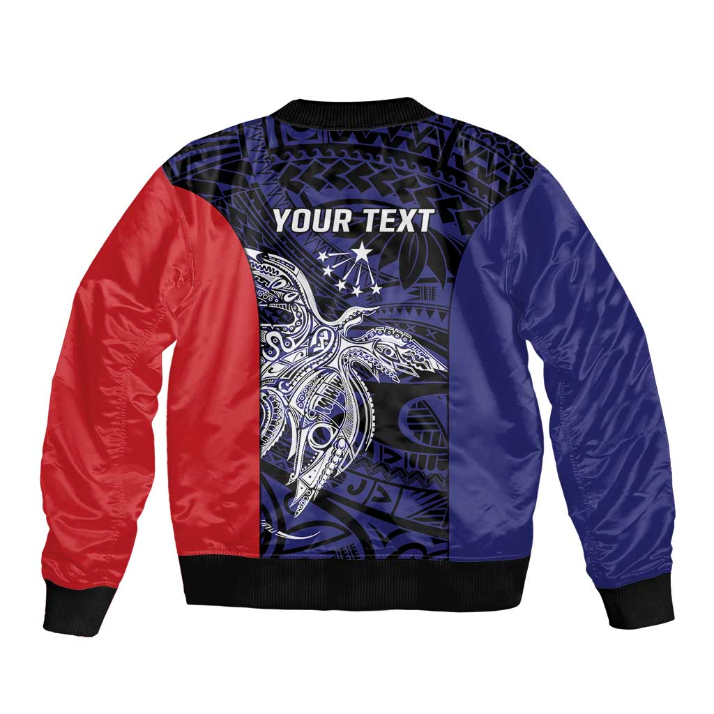 Personalised PNG Central Province Sleeve Zip Bomber Jacket Bird of Paradise Tattoo Flag Motif LT9 - Polynesian Pride