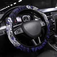PNG Central Province Steering Wheel Cover Bird of Paradise Tattoo Flag Motif LT9 Universal Fit Blue - Polynesian Pride