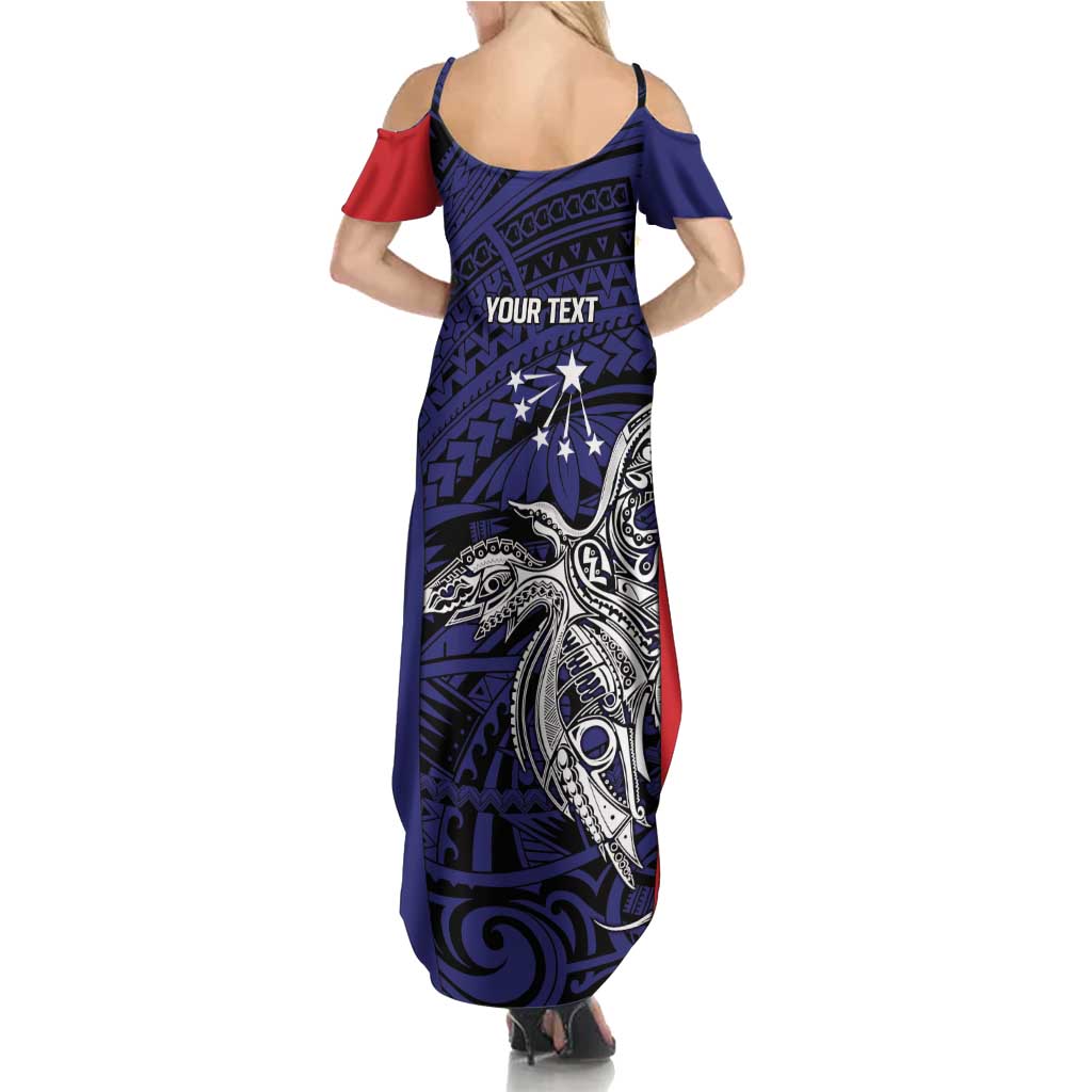 Personalised PNG Central Province Summer Maxi Dress Bird of Paradise Tattoo Flag Motif LT9 - Polynesian Pride