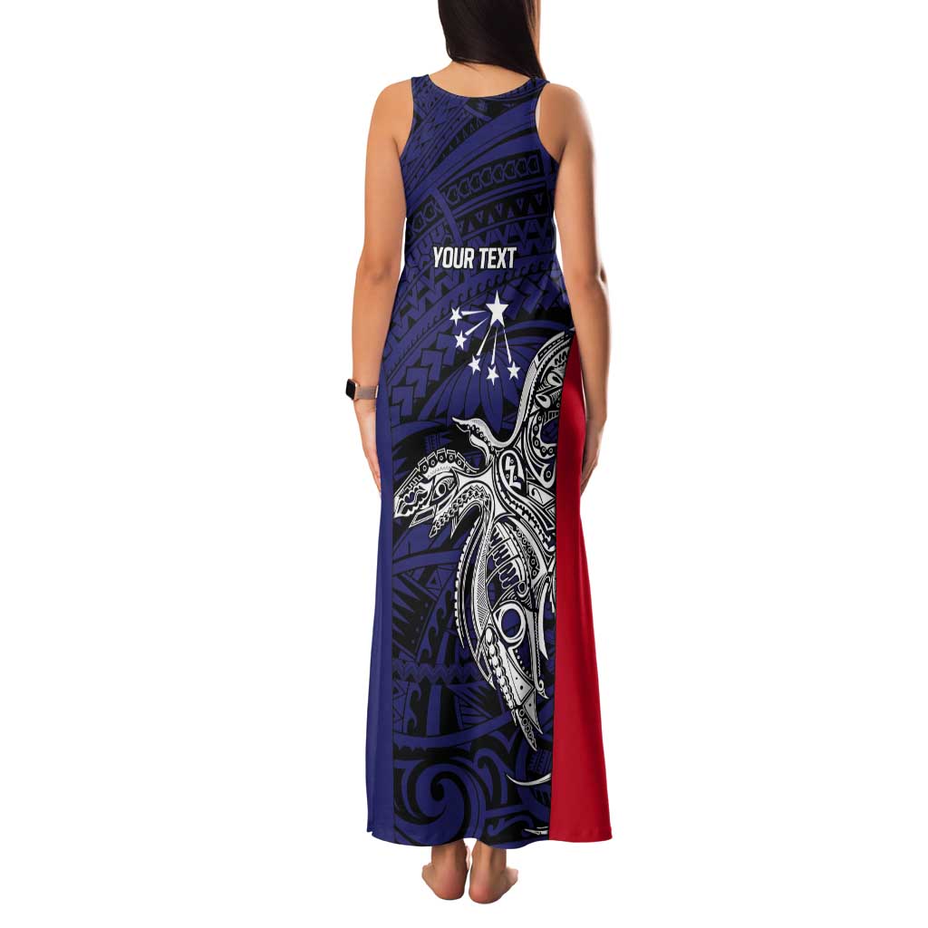 Personalised PNG Central Province Tank Maxi Dress Bird of Paradise Tattoo Flag Motif LT9 - Polynesian Pride