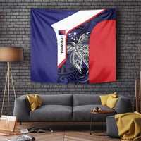 Personalised PNG Central Province Tapestry Bird of Paradise Tattoo Flag Motif LT9 Blue - Polynesian Pride