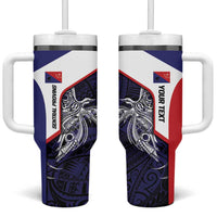 Personalised PNG Central Province Tumbler With Handle Bird of Paradise Tattoo Flag Motif LT9 One Size: 40 oz Blue - Polynesian Pride