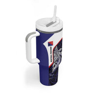Personalised PNG Central Province Tumbler With Handle Bird of Paradise Tattoo Flag Motif LT9 - Polynesian Pride