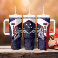 Personalised PNG Central Province Tumbler With Handle Bird of Paradise Tattoo Flag Motif LT9 - Polynesian Pride