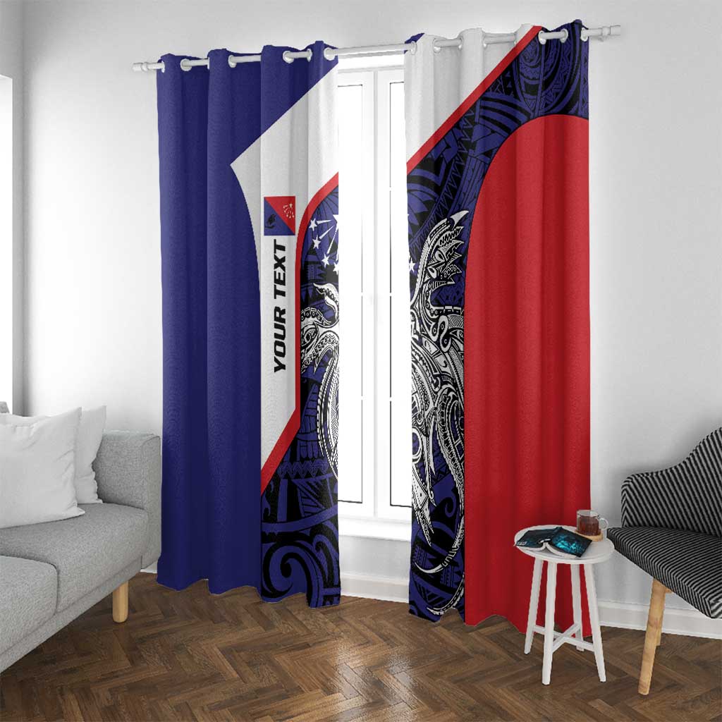 Personalised PNG Central Province Window Curtain Bird of Paradise Tattoo Flag Motif LT9 With Grommets Blue - Polynesian Pride