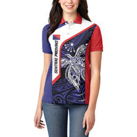 Personalised PNG Central Province Women Polo Shirt Bird of Paradise Tattoo Flag Motif LT9 - Polynesian Pride