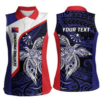 Personalised PNG Central Province Women Sleeveless Polo Shirt Bird of Paradise Tattoo Flag Motif LT9 - Polynesian Pride