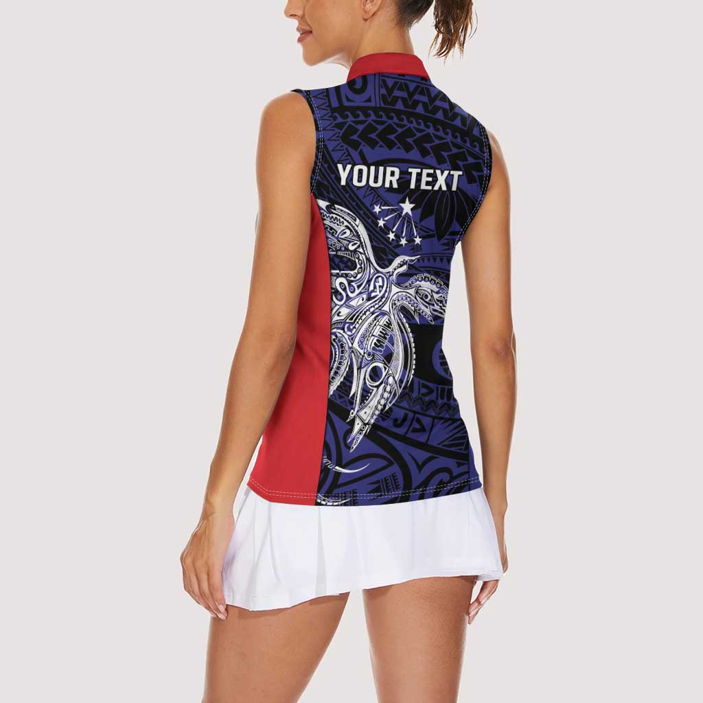 Personalised PNG Central Province Women Sleeveless Polo Shirt Bird of Paradise Tattoo Flag Motif LT9 - Polynesian Pride