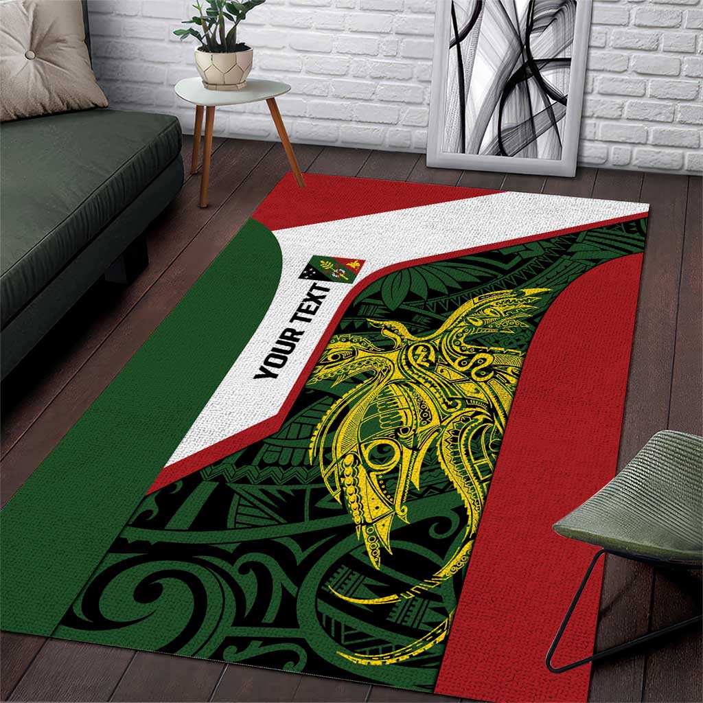 Personalised PNG Chimbu Province Area Rug Bird of Paradise Tattoo Flag Motif LT9 Red - Polynesian Pride