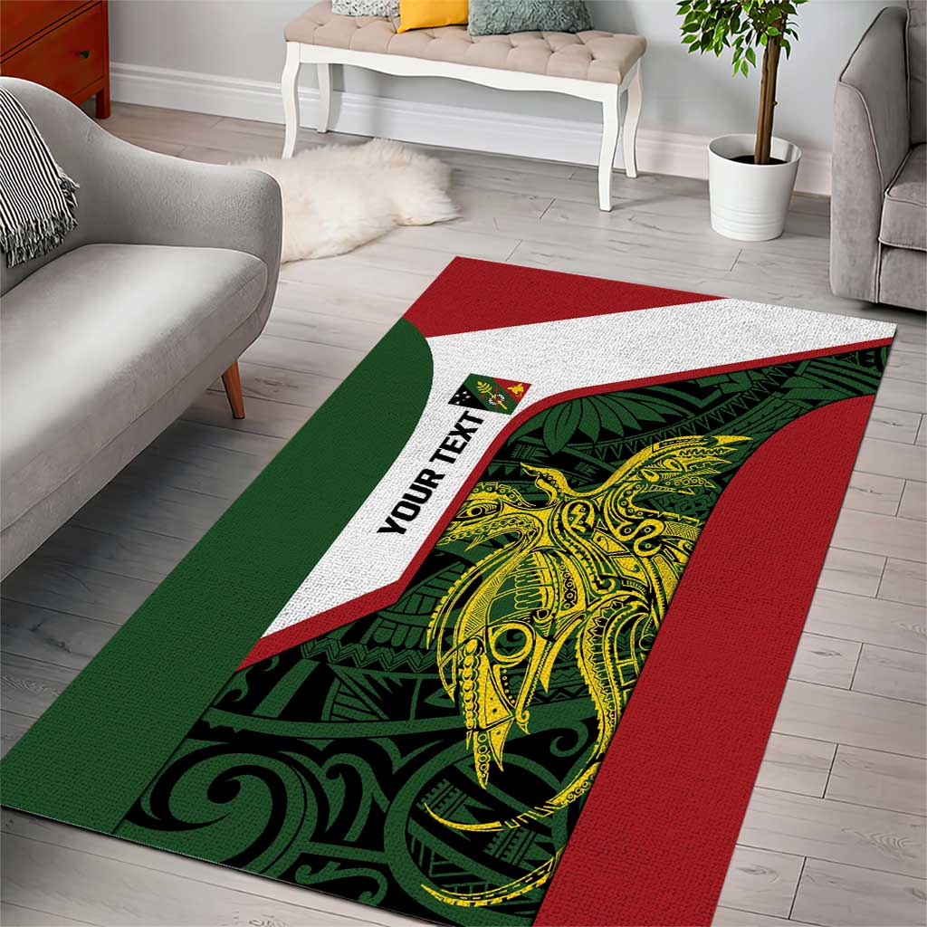 Personalised PNG Chimbu Province Area Rug Bird of Paradise Tattoo Flag Motif LT9 - Polynesian Pride