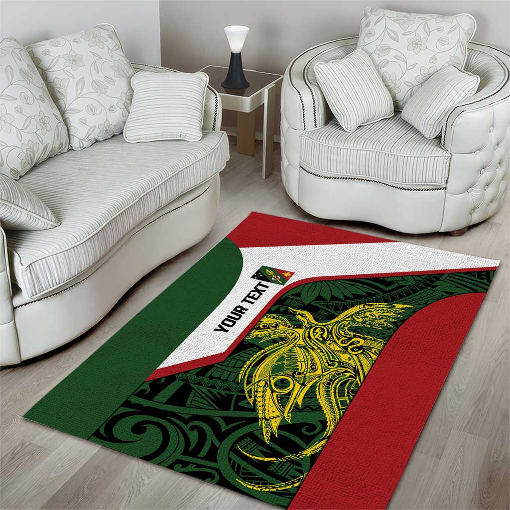 Personalised PNG Chimbu Province Area Rug Bird of Paradise Tattoo Flag Motif LT9 - Polynesian Pride