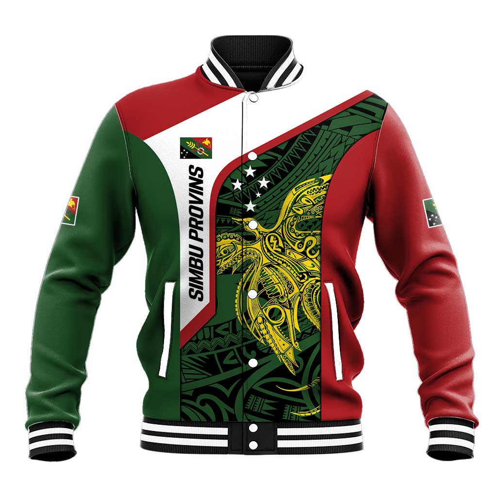 Personalised PNG Chimbu Province Baseball Jacket Bird of Paradise Tattoo Flag Motif LT9 Unisex Red - Polynesian Pride