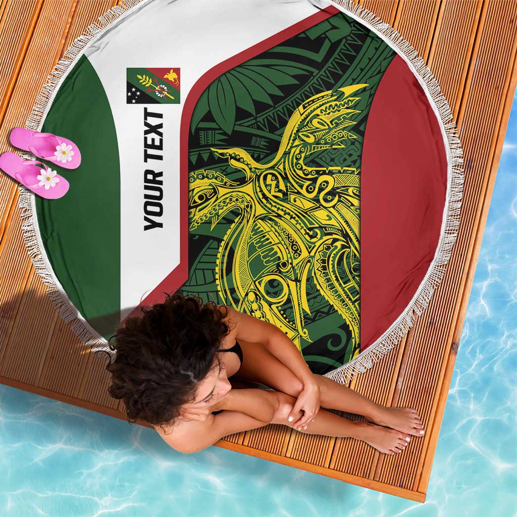 Personalised PNG Chimbu Province Beach Blanket Bird of Paradise Tattoo Flag Motif LT9 - Polynesian Pride