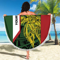 Personalised PNG Chimbu Province Beach Blanket Bird of Paradise Tattoo Flag Motif LT9 - Polynesian Pride