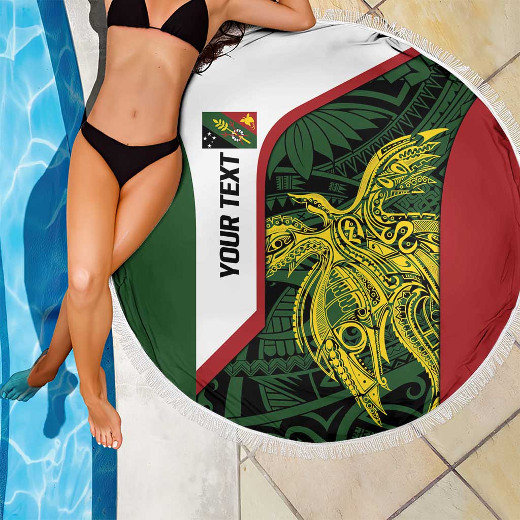 Personalised PNG Chimbu Province Beach Blanket Bird of Paradise Tattoo Flag Motif LT9 - Polynesian Pride