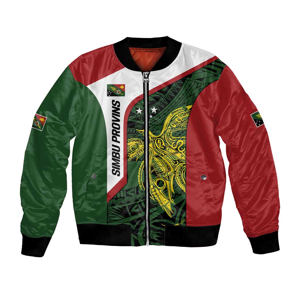 Personalised PNG Chimbu Province Bomber Jacket Bird of Paradise Tattoo Flag Motif LT9 Unisex Red - Polynesian Pride