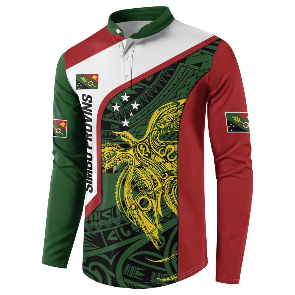 Personalised PNG Chimbu Province Button Sweatshirt Bird of Paradise Tattoo Flag Motif LT9 - Polynesian Pride