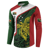 Personalised PNG Chimbu Province Button Sweatshirt Bird of Paradise Tattoo Flag Motif LT9 - Polynesian Pride
