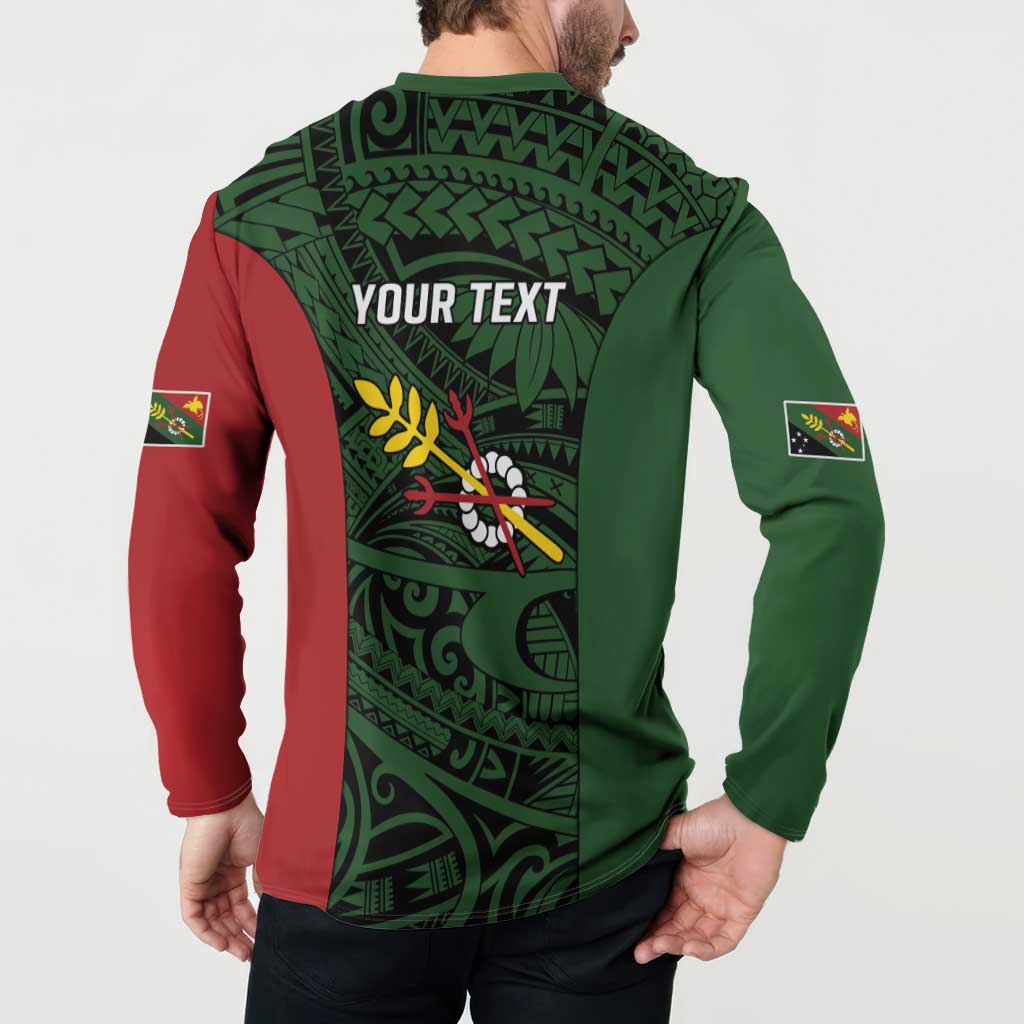 Personalised PNG Chimbu Province Button Sweatshirt Bird of Paradise Tattoo Flag Motif LT9 - Polynesian Pride