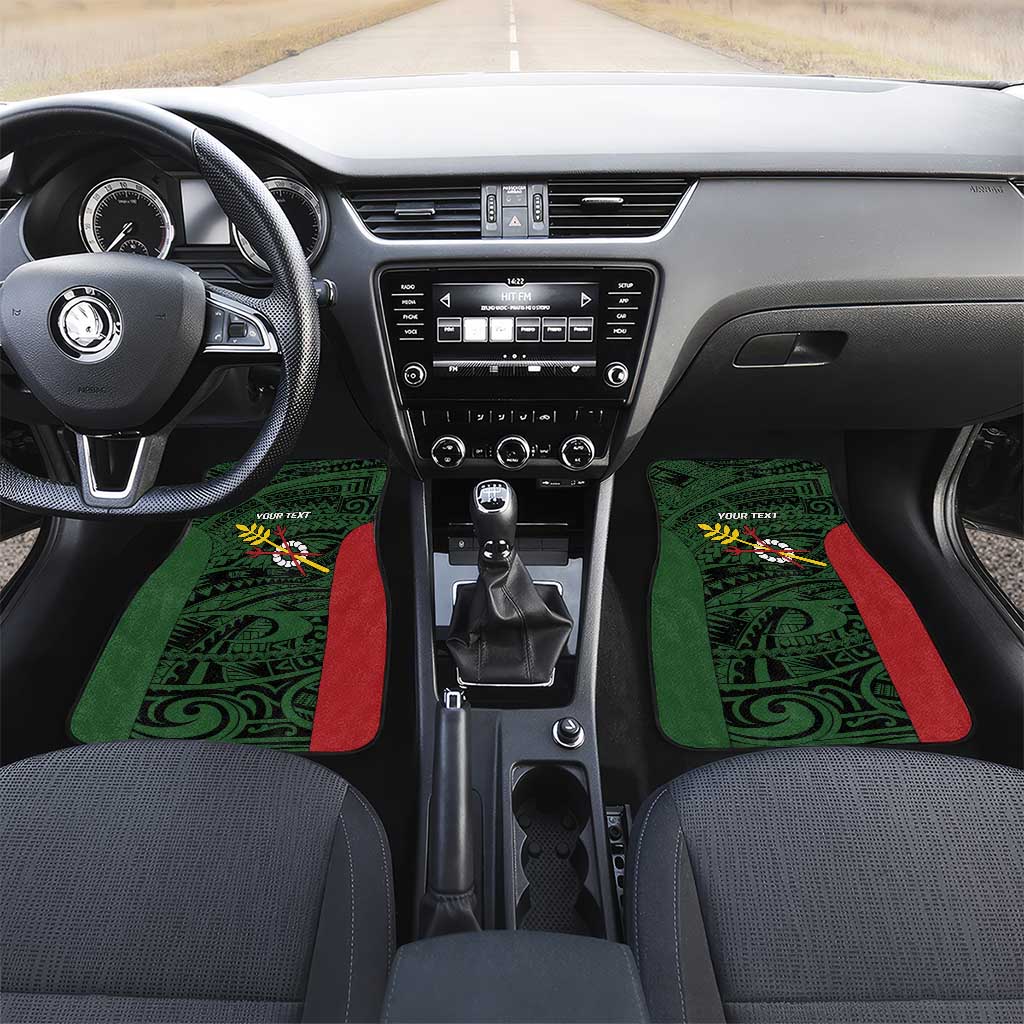 Personalised PNG Chimbu Province Car Mats Bird of Paradise Tattoo Flag Motif LT9 Set 2pcs - Front Red - Polynesian Pride