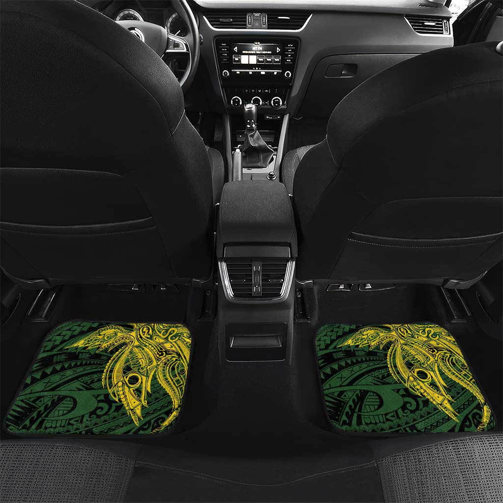 Personalised PNG Chimbu Province Car Mats Bird of Paradise Tattoo Flag Motif LT9 Set 2pcs - Back Red - Polynesian Pride