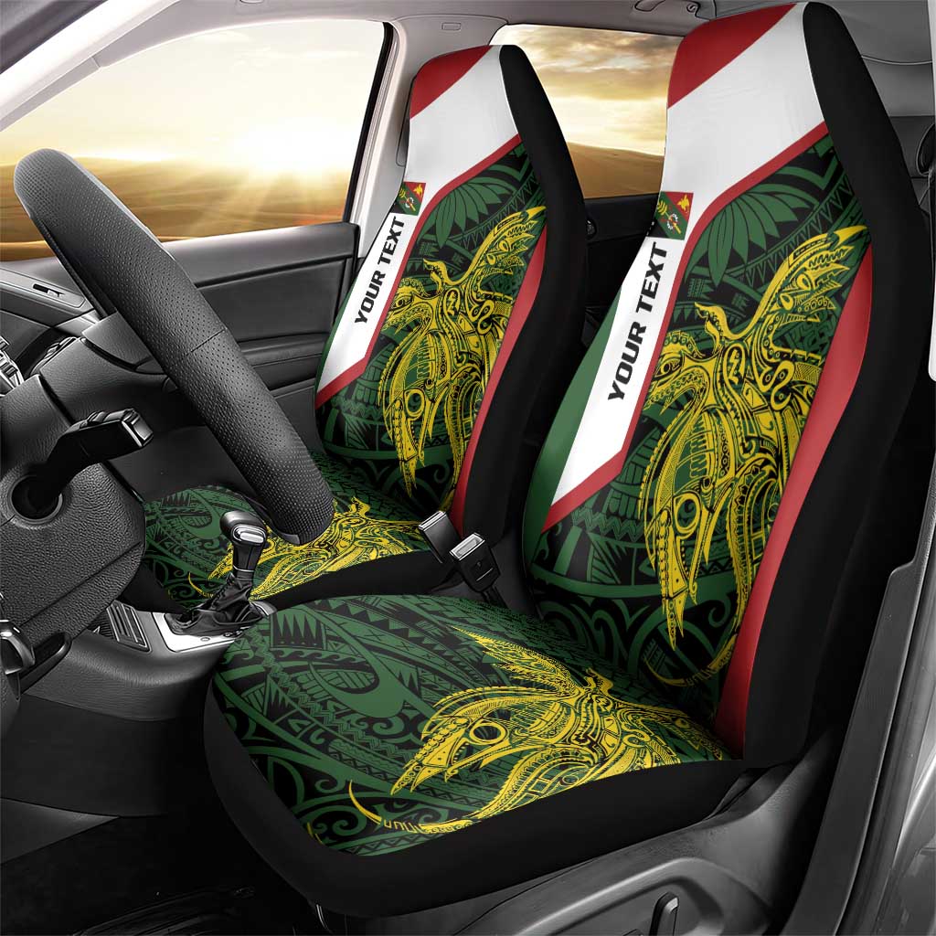 Personalised PNG Chimbu Province Car Seat Cover Bird of Paradise Tattoo Flag Motif LT9 - Polynesian Pride