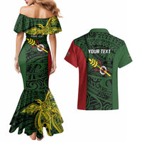 Personalised PNG Chimbu Province Couples Matching Mermaid Dress and Hawaiian Shirt Bird of Paradise Tattoo Flag Motif LT9 - Polynesian Pride