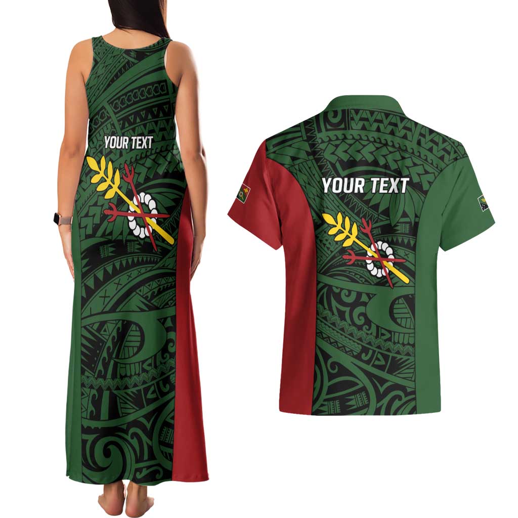 Personalised PNG Chimbu Province Couples Matching Tank Maxi Dress and Hawaiian Shirt Bird of Paradise Tattoo Flag Motif LT9 - Polynesian Pride