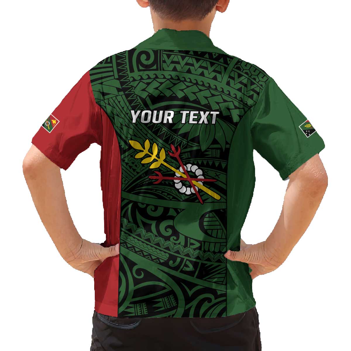 Personalised PNG Chimbu Province Family Matching Off The Shoulder Long Sleeve Dress and Hawaiian Shirt Bird of Paradise Tattoo Flag Motif LT9 - Polynesian Pride