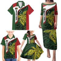 Personalised PNG Chimbu Province Family Matching Puletasi and Hawaiian Shirt Bird of Paradise Tattoo Flag Motif LT9 - Polynesian Pride