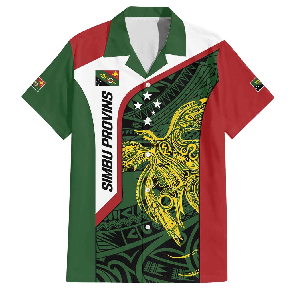 Personalised PNG Chimbu Province Family Matching Puletasi and Hawaiian Shirt Bird of Paradise Tattoo Flag Motif LT9 Dad's Shirt - Short Sleeve Red - Polynesian Pride