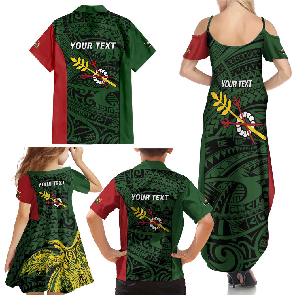 Personalised PNG Chimbu Province Family Matching Summer Maxi Dress and Hawaiian Shirt Bird of Paradise Tattoo Flag Motif LT9 - Polynesian Pride