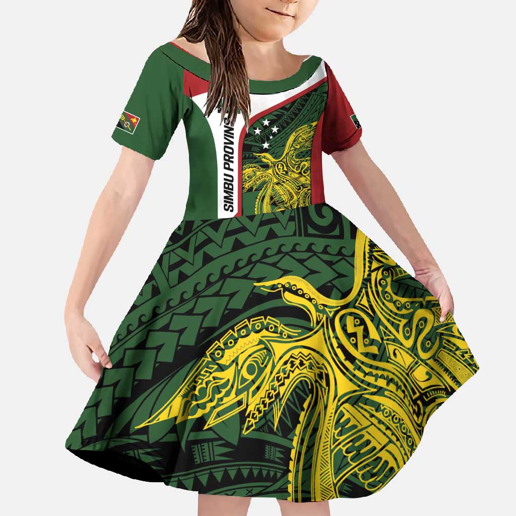 Personalised PNG Chimbu Province Family Matching Tank Maxi Dress and Hawaiian Shirt Bird of Paradise Tattoo Flag Motif LT9 Daughter's Dress Red - Polynesian Pride
