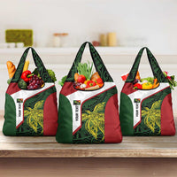 Personalised PNG Chimbu Province Grocery Bag Bird of Paradise Tattoo Flag Motif LT9 3-pack One Size Red - Polynesian Pride