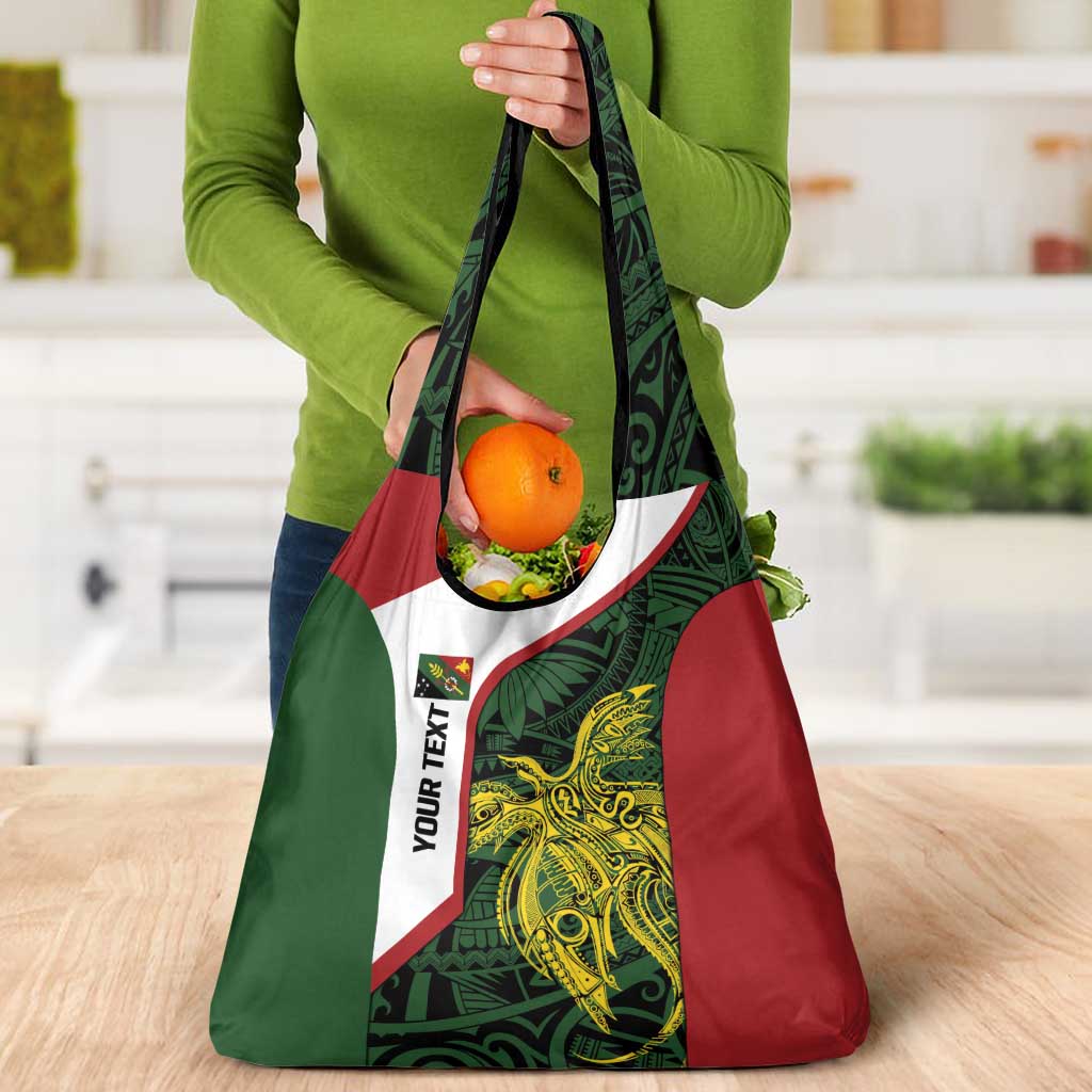 Personalised PNG Chimbu Province Grocery Bag Bird of Paradise Tattoo Flag Motif LT9 - Polynesian Pride