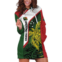 Personalised PNG Chimbu Province Hoodie Dress Bird of Paradise Tattoo Flag Motif LT9 Red - Polynesian Pride