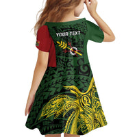 Personalised PNG Chimbu Province Kid Short Sleeve Dress Bird of Paradise Tattoo Flag Motif LT9 - Polynesian Pride