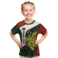 Personalised PNG Chimbu Province Kid T Shirt Bird of Paradise Tattoo Flag Motif LT9 Red - Polynesian Pride