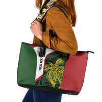 Personalised PNG Chimbu Province Leather Tote Bag Bird of Paradise Tattoo Flag Motif LT9 Red - Polynesian Pride