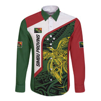 Personalised PNG Chimbu Province Long Sleeve Button Shirt Bird of Paradise Tattoo Flag Motif LT9 Unisex Red - Polynesian Pride