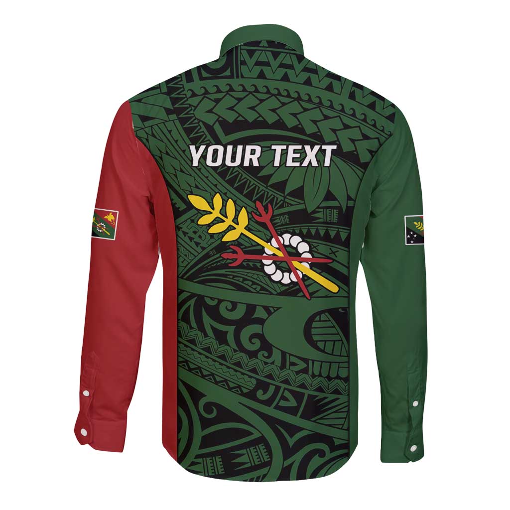 Personalised PNG Chimbu Province Long Sleeve Button Shirt Bird of Paradise Tattoo Flag Motif LT9 - Polynesian Pride