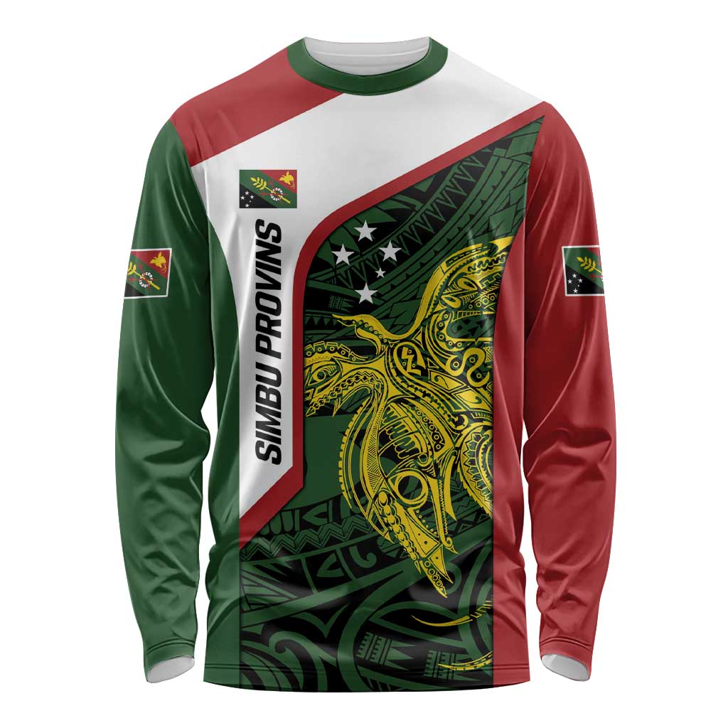 Personalised PNG Chimbu Province Long Sleeve Shirt Bird of Paradise Tattoo Flag Motif LT9 Unisex Red - Polynesian Pride