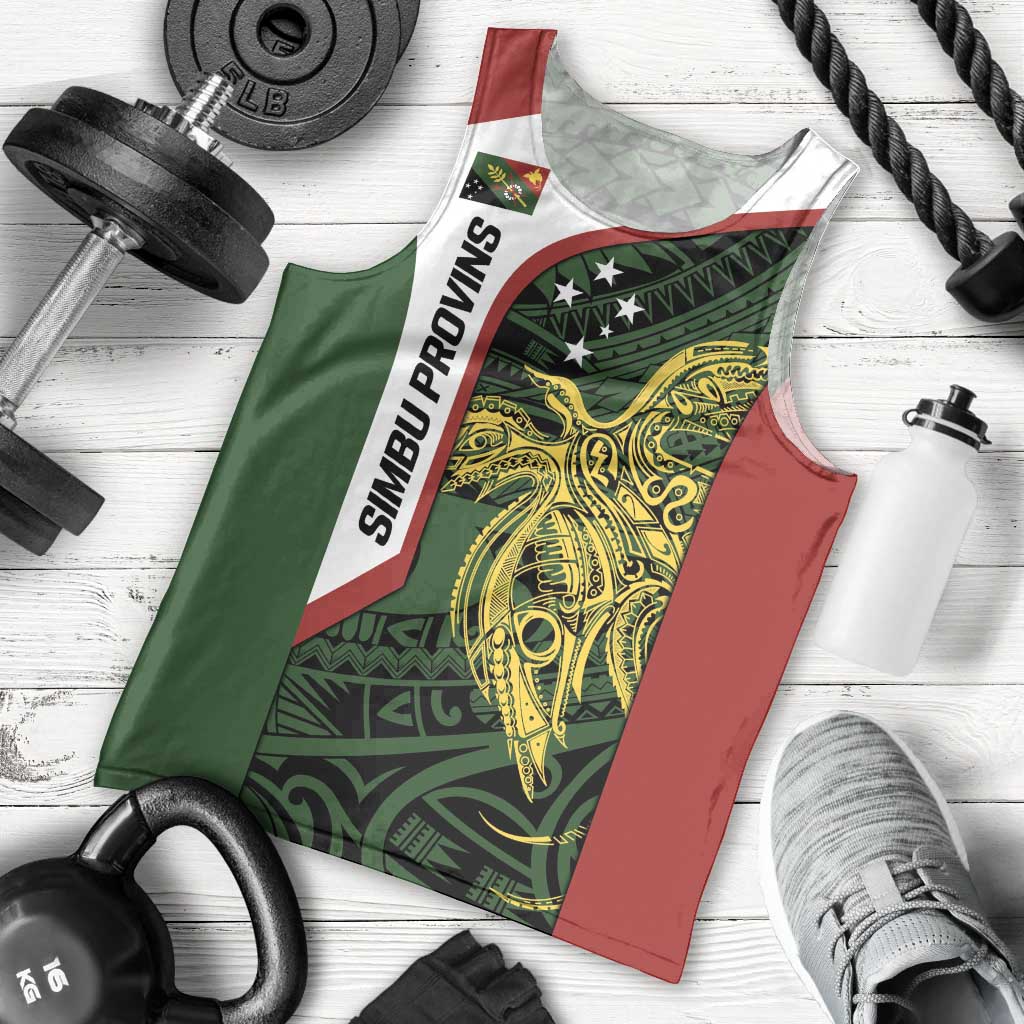 Personalised PNG Chimbu Province Men Tank Top Bird of Paradise Tattoo Flag Motif LT9 - Polynesian Pride