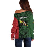 Personalised PNG Chimbu Province Off Shoulder Sweater Bird of Paradise Tattoo Flag Motif LT9 - Polynesian Pride