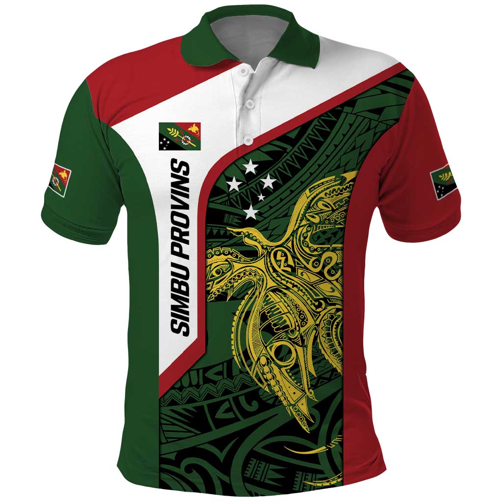 Personalised PNG Chimbu Province Polo Shirt Bird of Paradise Tattoo Flag Motif LT9 Red - Polynesian Pride