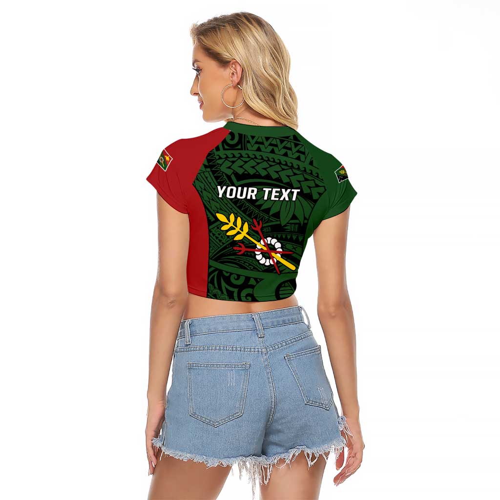 Personalised PNG Chimbu Province Raglan Cropped T Shirt Bird of Paradise Tattoo Flag Motif LT9 - Polynesian Pride
