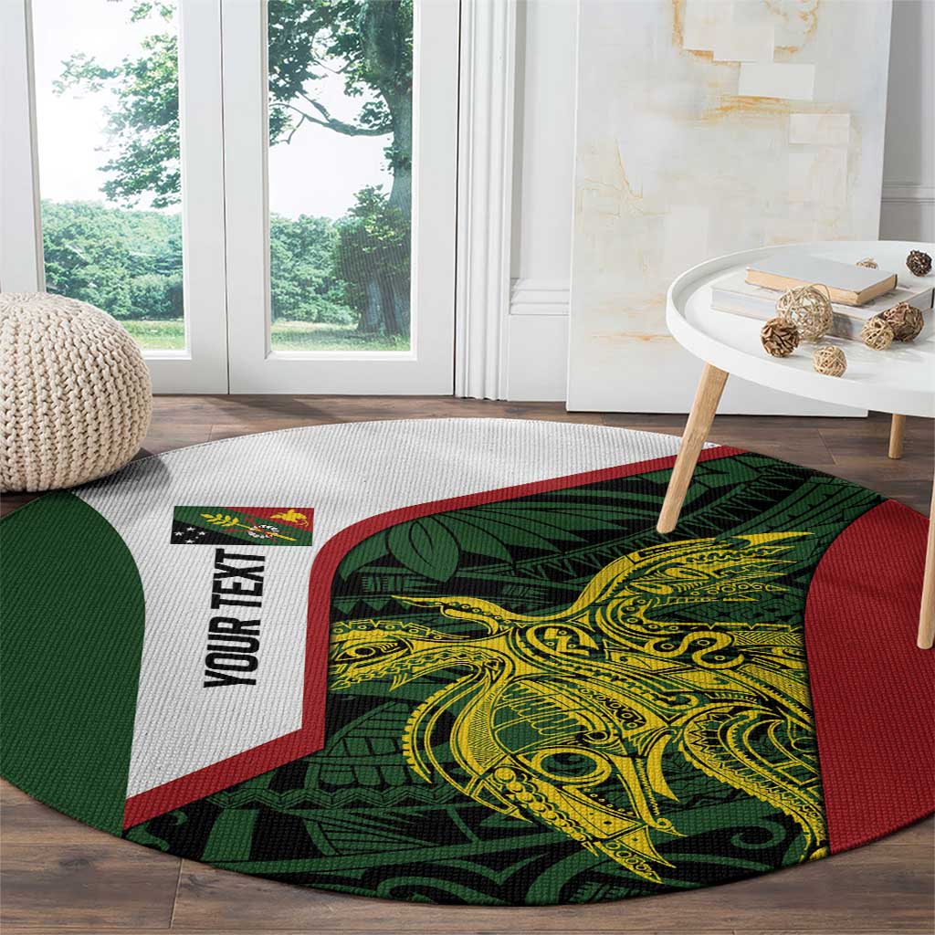Personalised PNG Chimbu Province Round Carpet Bird of Paradise Tattoo Flag Motif LT9 - Polynesian Pride
