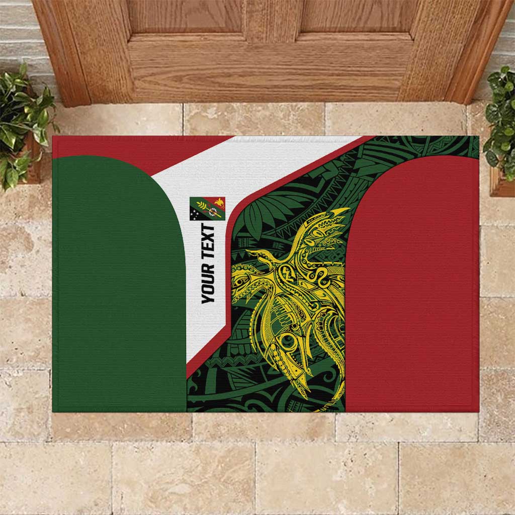 Personalised PNG Chimbu Province Rubber Doormat Bird of Paradise Tattoo Flag Motif LT9 Red - Polynesian Pride