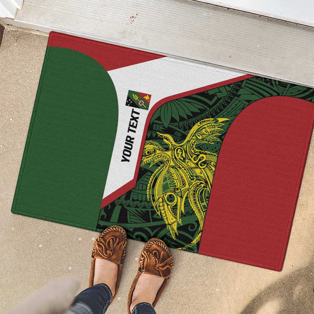 Personalised PNG Chimbu Province Rubber Doormat Bird of Paradise Tattoo Flag Motif LT9 - Polynesian Pride
