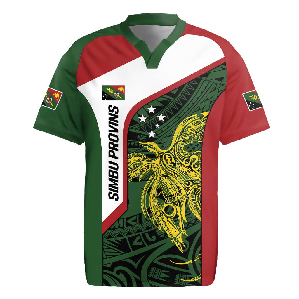 Personalised PNG Chimbu Province Rugby Jersey Bird of Paradise Tattoo Flag Motif LT9 Red - Polynesian Pride